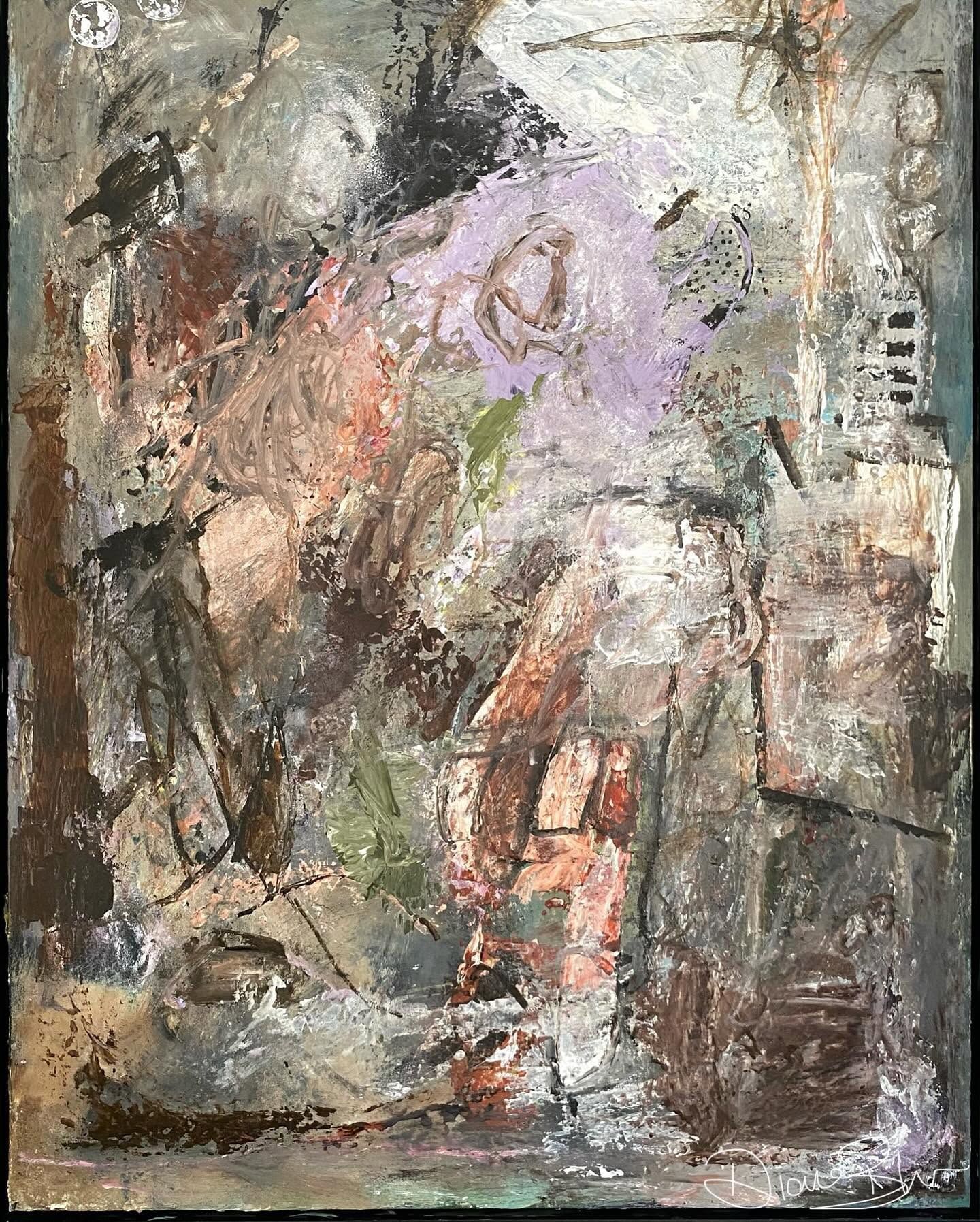Abstract in lilac, stone and charcoal
